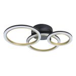 Eglo Plafonnier Calliera Acier Noir, Laiton 20W 2500lm - 830 Blanc Chaud | Dimmable